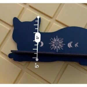 Black Cat Celestial Shelf Sun Moon Phases Wooden